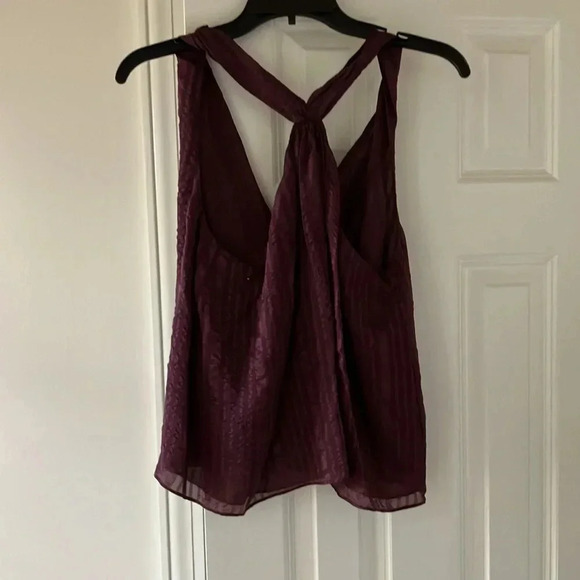 Frame Draped Textured Silk Halter Top In Cabernet - Picture 4 of 7